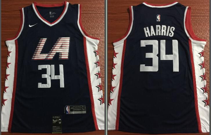 Men Los Angeles Clippers 34 Harris Blue City Edition Game Nike NBA Jerseys